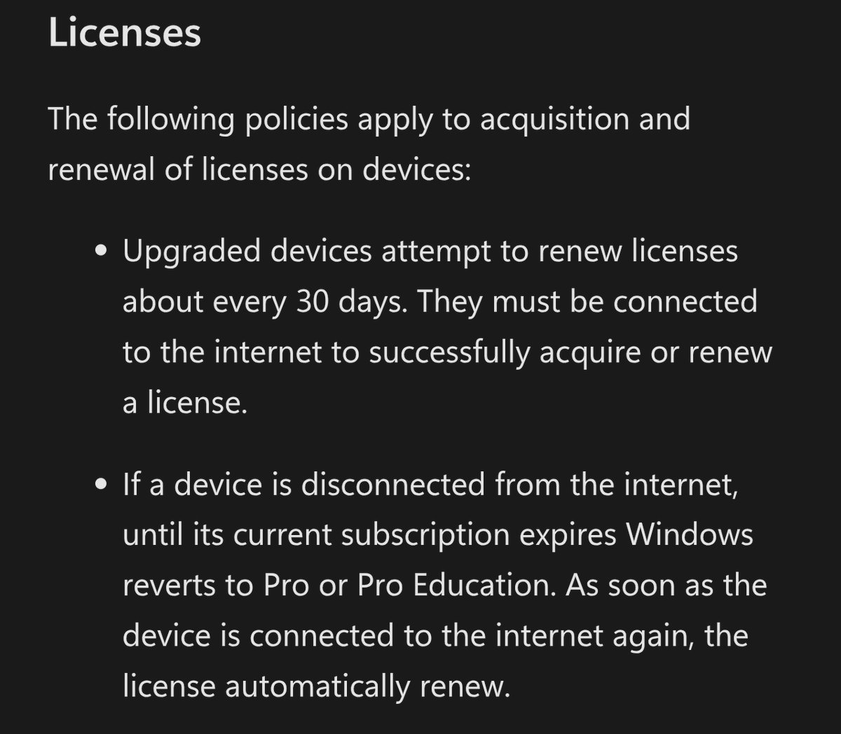 NathanMcNulty's tweet image. Windows subscription activation is absolute trash btw
If you image a device with Windows Enterprise and a user with a subscription logs in, the underlying OS is actually downgraded to Pro...
Guess what happens if a subscription licensed user doesn't log in for a bit :-/