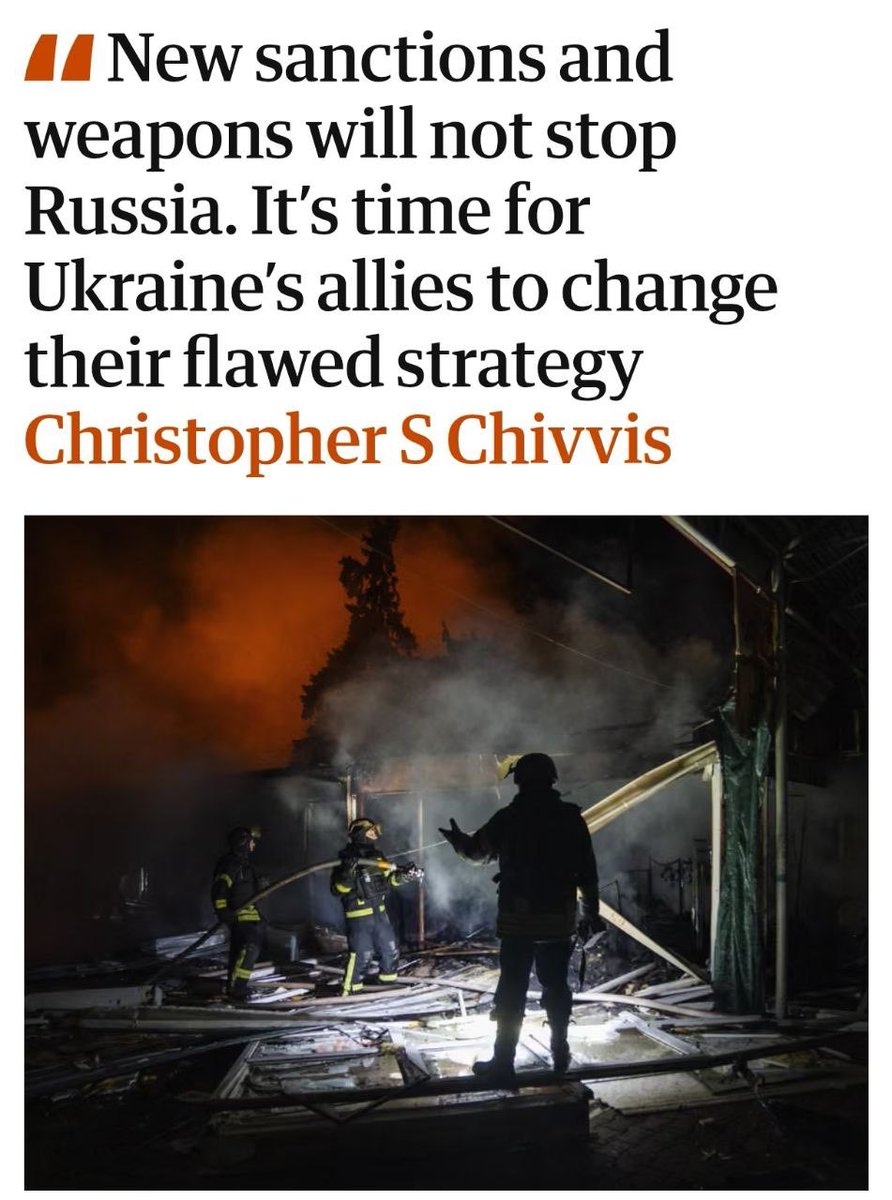 🇺🇦🇷🇺 Ukraine and the West must agree to cede the Donbass to Russia if they want to end the war — The Guardian columnist Christopher Chivvis from the Carnegie Endowment

He contends that neither Western sanctions nor weapons supplies will ever force Russia to negotiate on