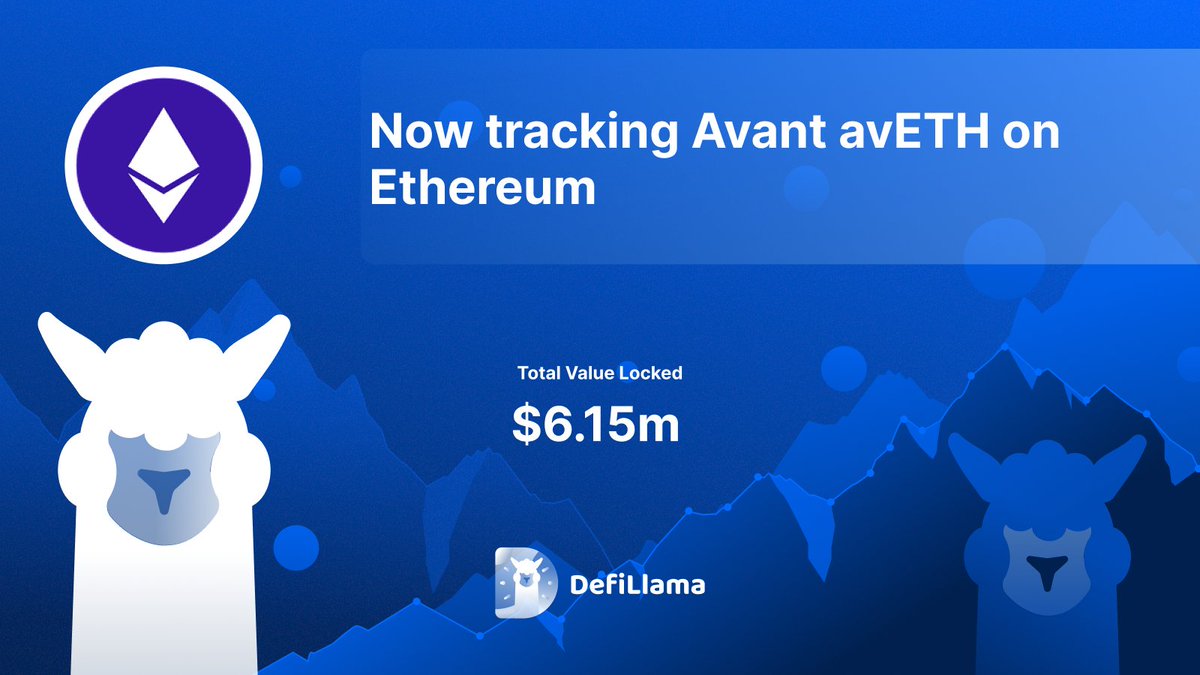 DefiLlama가 이더리움에서 Avant avETH를 추적한다고 발표한 그래픽, TVL은 $6.15M