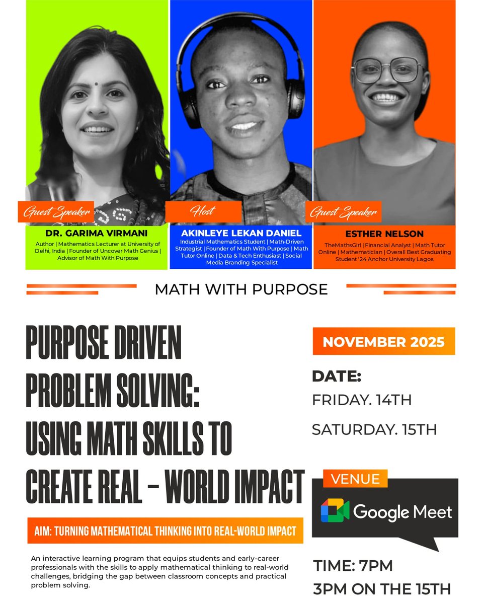 AkinleyeAtanda's tweet image. Don’t miss it.

It’s beyond numbers, it’s about impact.

Be part of it. Learn. Connect. Grow.
Because math isn’t just equations, it’s the language of change.

#PurposeDrivenLearning #MathematicsForChange