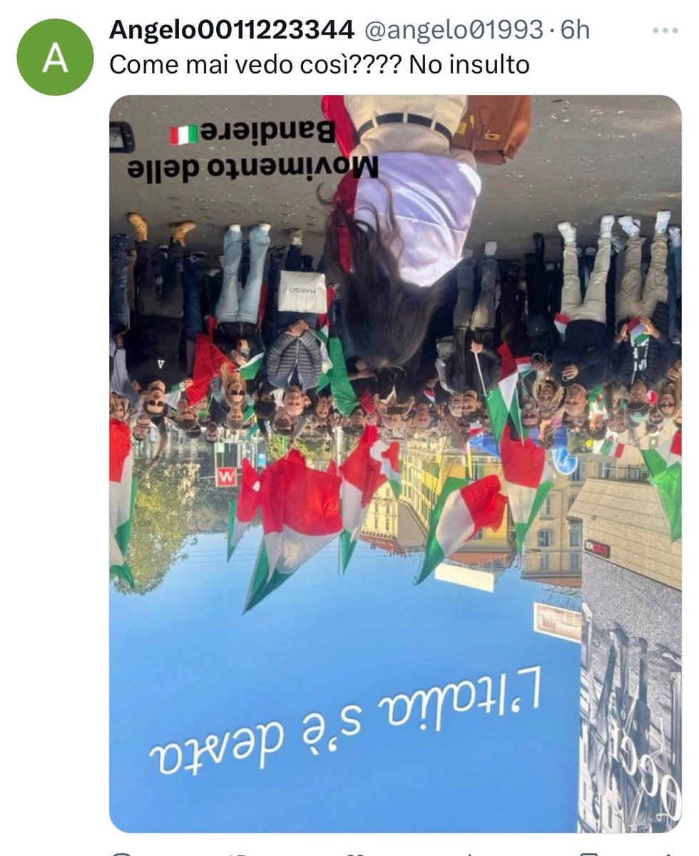 I commenti di odio che leggo sono sempre più agghiaccianti. Vengo chiamata “cagna” perché ho fatto la cosa più semplice e normale che farebbe qualsiasi italiano degno di essere italiano: difendere il tricolore. Ma ormai si è imposto il vilipendio alla bandiera.
Tempi bui…