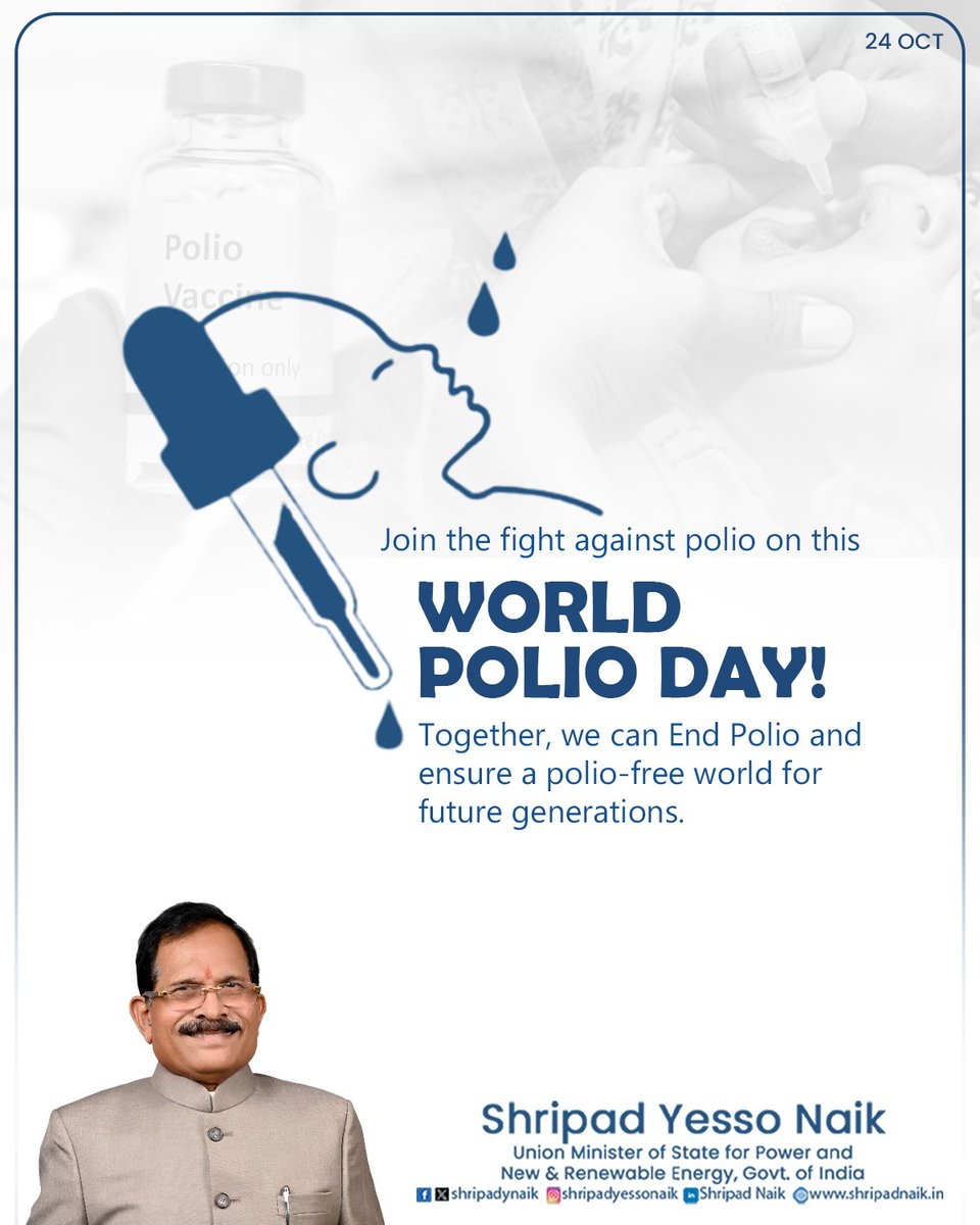 shripadynaik's tweet photo. Join the fight against polio on this World Polio Day!
Together, we can End Polio and ensure a polio-free world for future generations.
#WorldPolioDay #EndPolioNow #PolioFreeWorld #HealthForAll #TogetherWeCan https://t.co/iMpLoaccB7