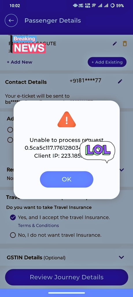 Bhagwat212's tweet photo. Just tried booking tickets on @IRCTCofficial's new RailOne app and it hung within 2 minutes! 😤
Same story, different app. When will we get a reliable platform for train bookings? The struggle continues...
#IRCTC #RailOne #IndianRailways #AppCrash @RailMinIndia @RailwaySeva https://t.co/rdjQjx5lJy