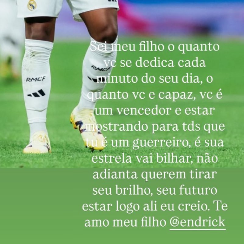 🚨🇧🇷 Endrick’s father Douglas: “I know how much you my son focus on football every day of his life, how good you are. You are a winner, you are a warrior”.

“Your star will shine. Your future will be up there. I love you”.
