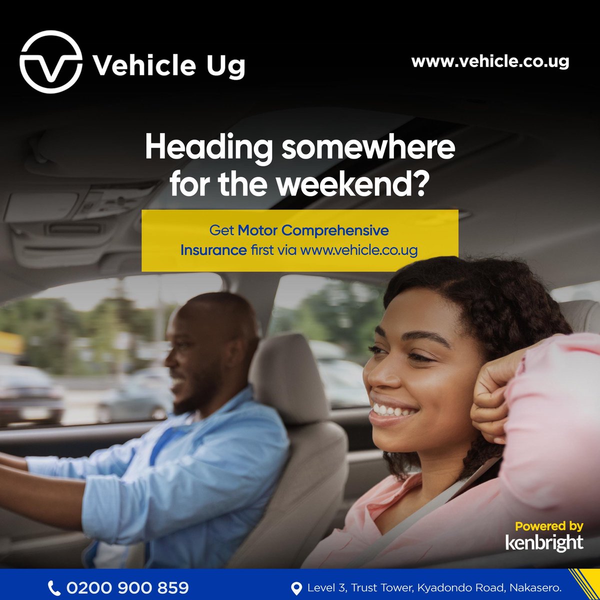 Vehicle_UG's tweet image. Your weekend plans deserve smooth roads and zero worries.
 
Protect your ride and your wallet with Motor Comprehensive Insurance before you go anywhere. 

Visit vehicle.co.ug to get covered in minutes and enjoy every mile with total peace.

#MotorComprehensiveInsurance