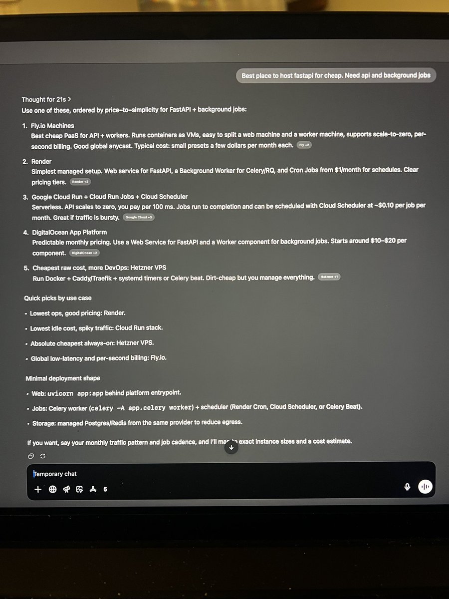 alan_ensastegui's tweet image. been touching a lot of react the past day. don’t really feel like touching swift rn
so i’ll build out the backend instead!
going with python w FastAPI. reason being, i need access to @LangChainAI SDK
happy to get out of the frontend mines for the night