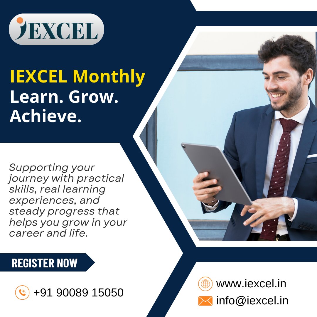 IexcelLearning's tweet image. IEXCEL Monthly: Learn. Grow. Achieve.
Your journey to better communication starts with consistent learning. 
📞 +91 90089 15050
🌐 iexcel.in
✉️ info@iexcel.in
#IEXCEL #LearnGrowAchieve #EnglishLearning #SpokenEnglish #ImproveSkills #PracticeDaily