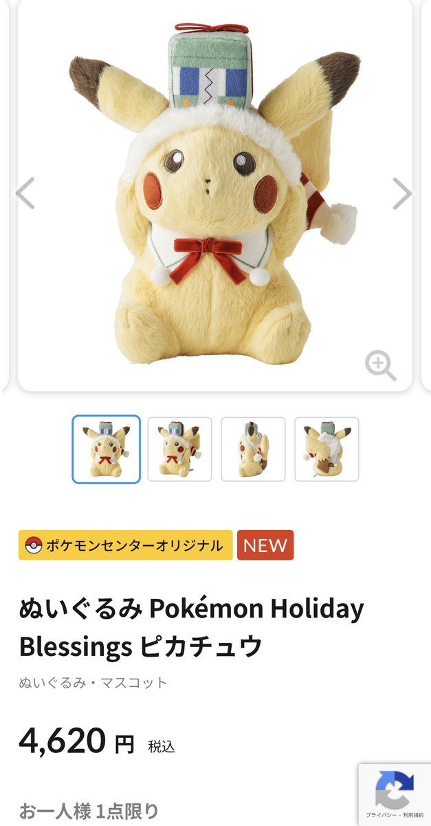 ぬいぐるみ Pokémon Holiday Blessings ピカチュウ 4点