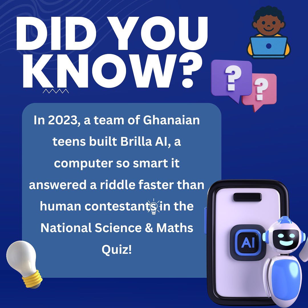 Tech4AllKids's tweet image. Did You Know? - AI Camp for Teens Edition

Brilla AI participated unofficially in the grand finale&apos;s Riddles round, where it answered one of the four riddles correctly ahead of the human contestants, tying for second place.