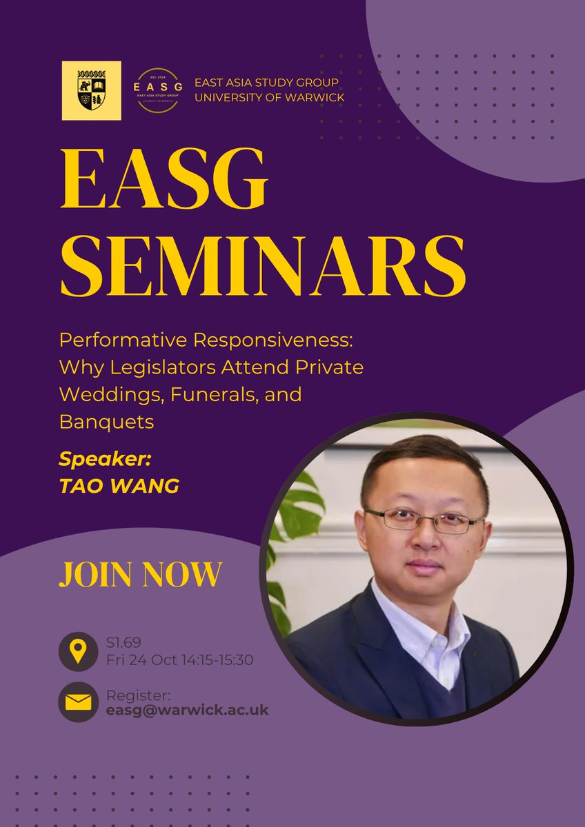 ChiZhang128's tweet photo. Join us - How do voters’ demands for impression management shape political representation? Insights from Taiwan &amp; beyond. https://t.co/HmcqYvFaFG