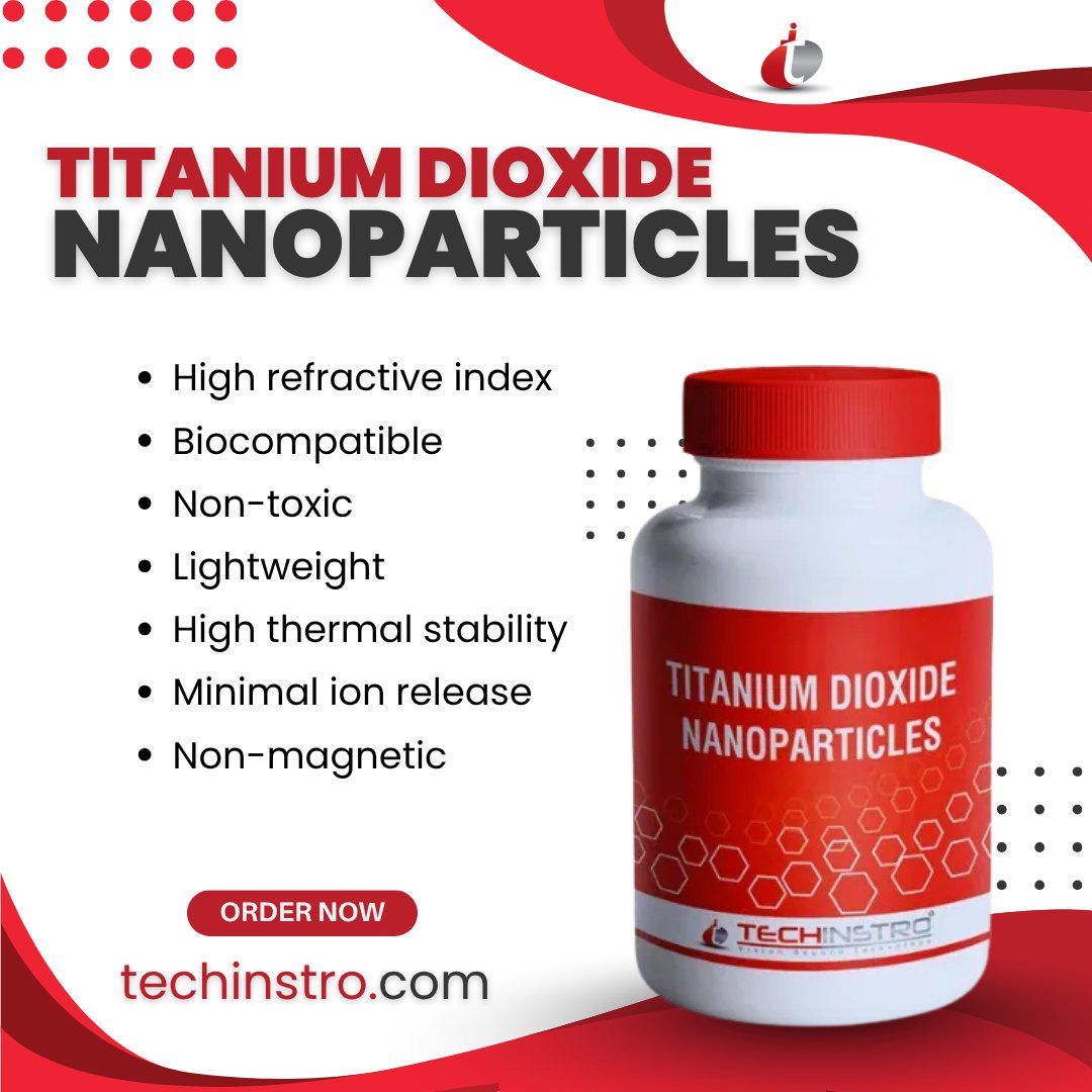 techinstro's tweet image. #TiO2
#TiO2NPs
#TitaniumDioxideNPs
#TitaniumDioxideNanoparticles
#Photocatalyst
#Photocatalysis
#UVBlock
#Sunblock
#Sunscreen
#SelfCleaning
#Antimicrobial
#AirPurification
#WaterTreatment
#Nanopigments