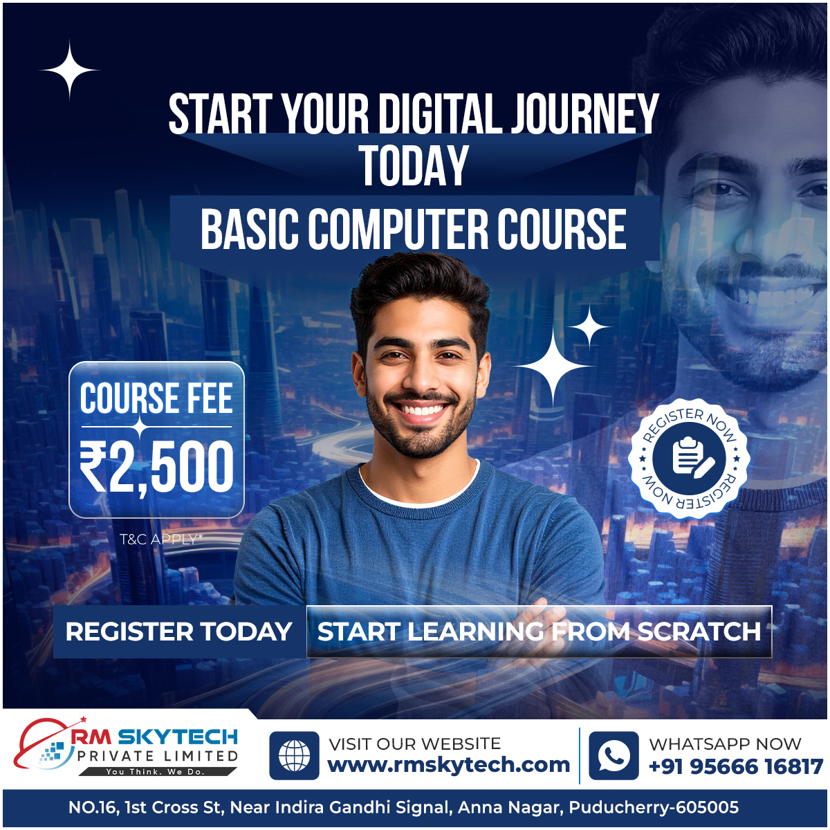 RMSkyTech1's tweet image. Start Your Digital Journey Today! 💻 Basic Computer Course for Beginners | ONLY ₹2,500* | RM Skytech
#BasicComputerCourse #StartLearningFromScratch #CourseFee2500 #RMSkytech #DigitalLiteracy #DigitalJourney #AffordableCourse #PuducherryClasses #ComputerSkills