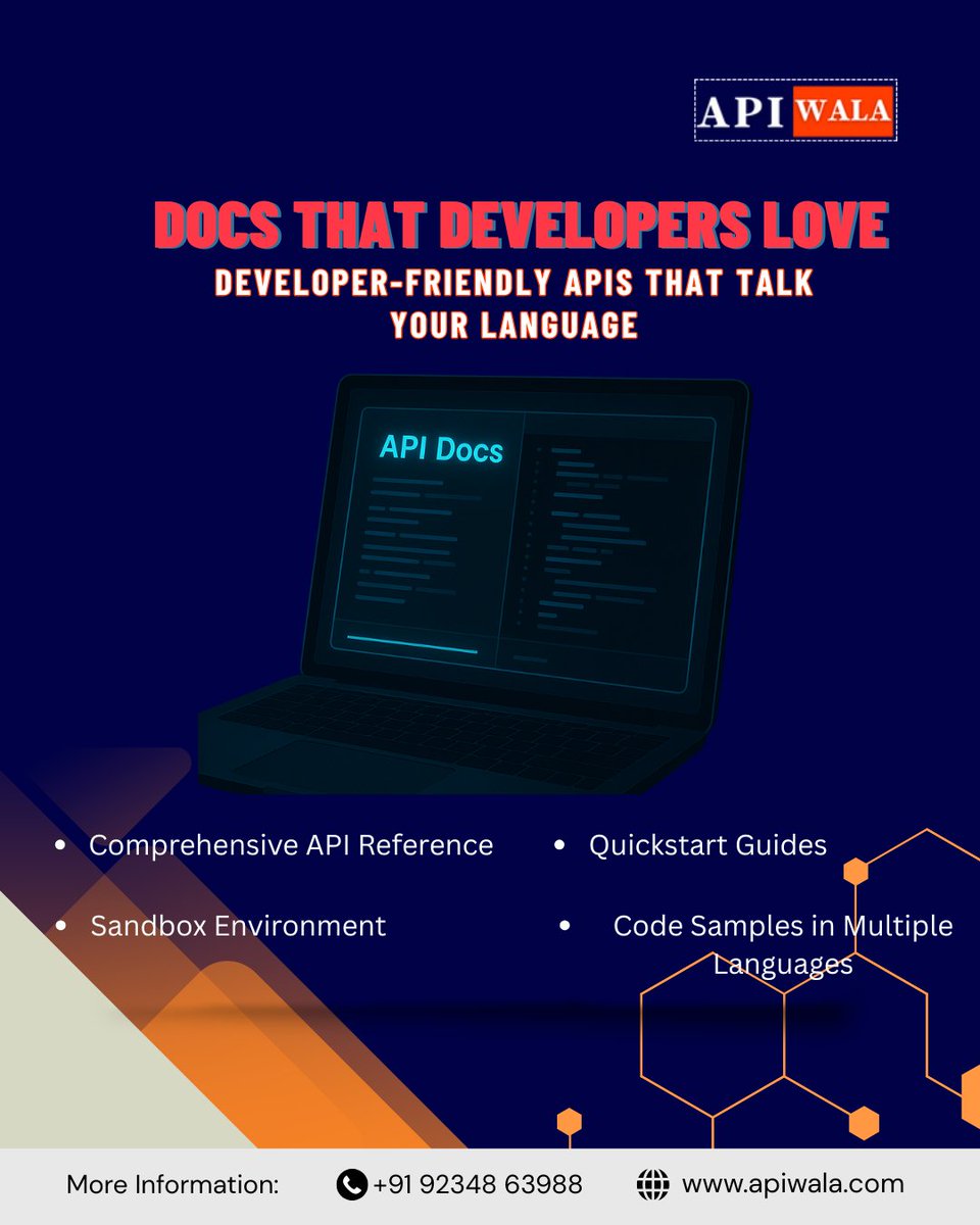 apiwala's tweet image. #APIWala 🚀
Docs That Developers Love 💻
Developer-friendly APIs that talk your language!
🌐 apiwala.com | 📞 +91 92348 63988
#Fintech #APIs #Developers #TechInnovation #SoftwareDevelopment #APIIntegration