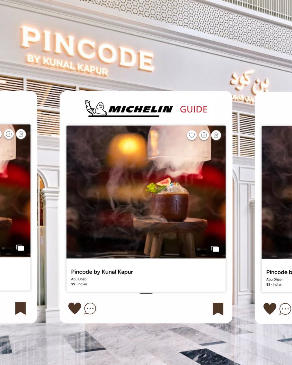 ChefKunalKapur's tweet image. WE’RE IN THE MICHELIN GUIDE! ❤️🥳

I’m honored to share that #PincodeUAE has been mentioned by the prestigious #MichelinGuide.

When we opened Pincode, the dream was simple - to bring you home &amp;amp; flavours through every bite. To celebrate India’s rich culinary heritage while…