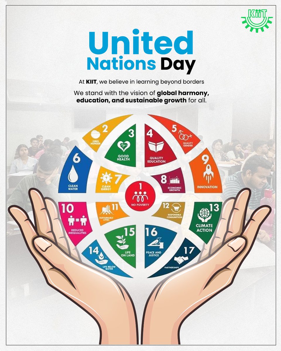 KIITUniversity's tweet image. On United Nations Day, we celebrate the values of international cooperation, peace, and multilateralism. With students from over 60 countries and strong UN affiliations, KIIT embodies the spirit of a Global Village. 

We stand committed to advancing the UN’s Sustainable…