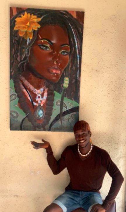 Me and my painting. ❤️🌿🌼🏳️‍⚧️