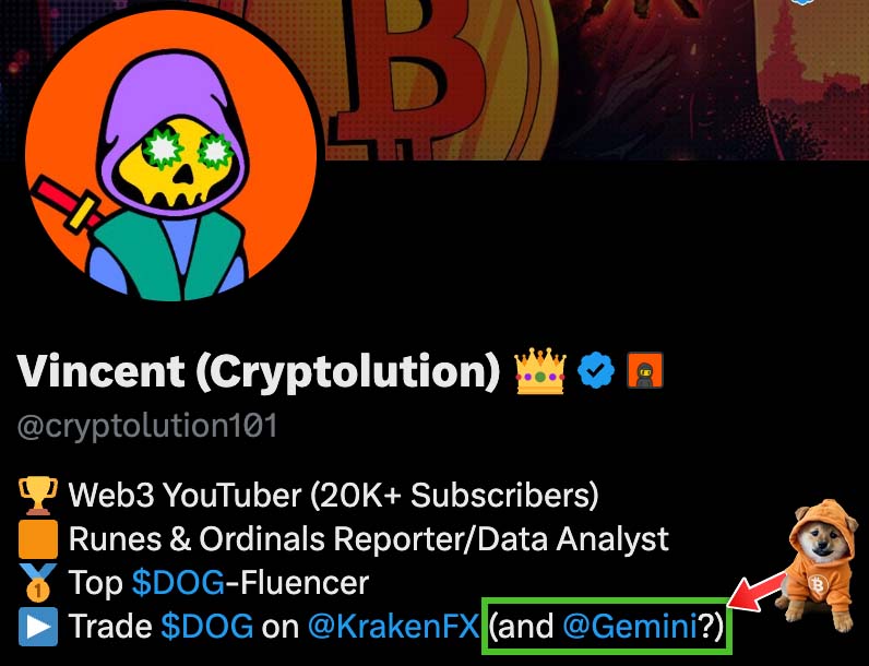 Wouldn't <a href="/Gemini/">Gemini</a> look good in my $DOG bio?