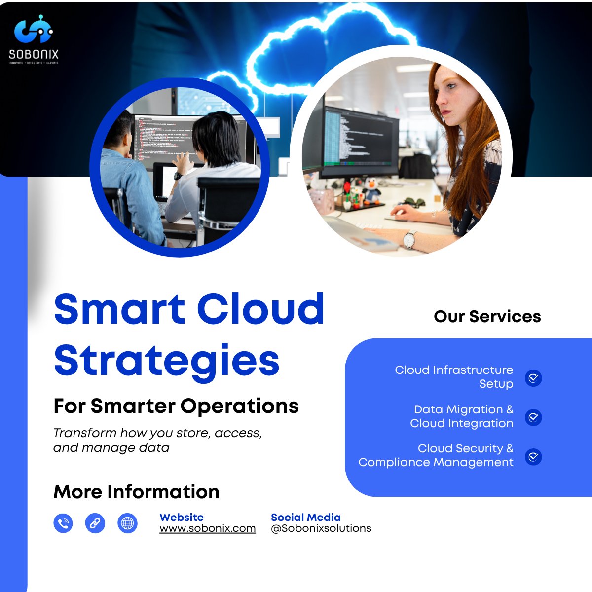 SobonixTech's tweet image. ☁️ Smart Cloud = Smart Business!
At Sobonix, we design AI-powered cloud strategies that boost scalability, security & efficiency.
💡 Let’s transform your digital journey today!
🔗bit.ly/4mL54pq
#CloudComputing #AI #DigitalTransformation #Sobonix #SmartCloud