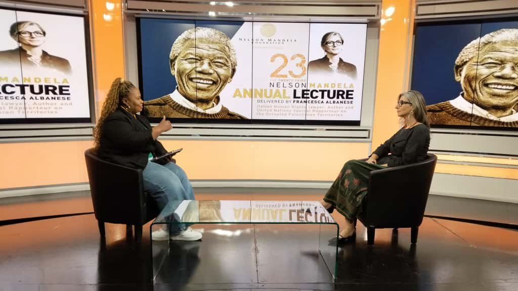 MorningLiveSABC's tweet image. [ON AIR]

This year&apos;s 23rd #NelsonMandelaAnnualLecture will be delivered by human rights lawyer and UN Special Rapporteur on the Occupied Palestinian Territories, Francesca Albanese, an international law expert, specialising in human rights and the Middle East.

#SABCNews