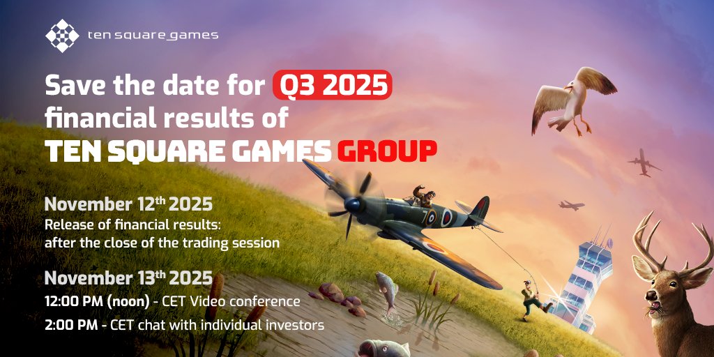 📅 Save the date: TSG Group’s financial results for Q3 2025

🔔 November 12th: Results published after the close of the trading session
🌐 November 13th, 12:00 PM: Online video conference and live Q&amp;A on YouTube
💬 November 13th, 2:00 PM: chat with individual investors