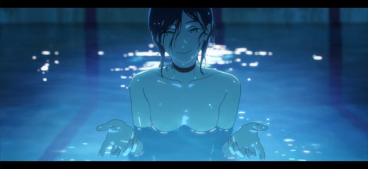 Santiago_shonen's tweet photo. Me perdonaran si sueno muy fanboy, pero aún no supero la escena de la piscina, la banda sonora y la dirección fueron impecables, de lejos mi escena favorita.

Que bonito recordar el peak de Chainsaw. https://t.co/ZCuhChA3vR