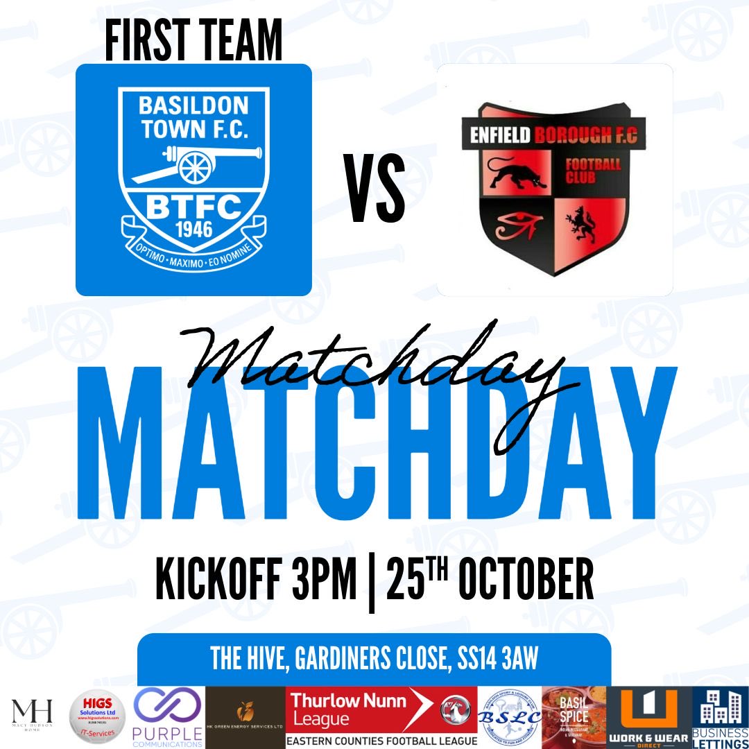 First team game tomorrow 
🆚<a href="/EnfieldBoroFC/">Enfield Borough Football Club</a> 
⏰3pm
📆25th October
🍔Food and drink, cash preferred
💵adults £7, concession £4, kids £1

All support welcome🔵