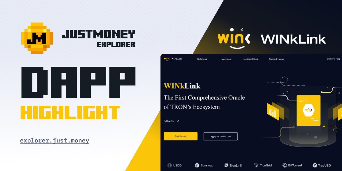 JustMoneyIO's tweet photo. Listed on JustMoney Explorer - WinkLink 🔗✨

WinkLink is a decentralized oracle platform built on TRON, bringing off-chain data securely on-chain. From real-time price feeds to random number generation and event triggers, WinkLink powers smart contracts across DeFi, gaming, insurance, and more.

🔥 Key features:
- Decentralized node aggregation & OCR model for secure data delivery
- Native TRON oracle, reducing latency and cost
- Trusted data inputs for smart contracts (price feeds, events, etc.)
- Supports developer tools and integrations across the TRON ecosystem

Explore WinkLink at https://t.co/mMr4948NkQ and follow on X: @WinkLink_Oracle

Support WinkLink and other infrastructure projects you believe in by voting for your favorite dApps here → https://t.co/8i966GmmGH