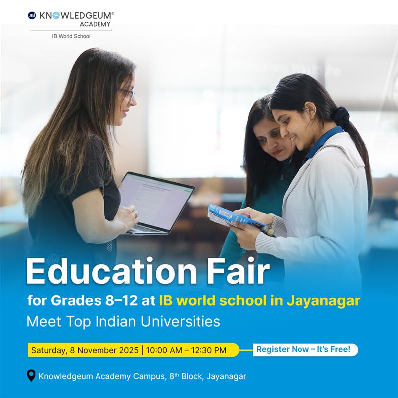 KnowledgeumA's tweet photo. Meet top Indian universities &amp; explore your future possibilities.

📅 8 Nov | 🕙 10 AM–12:30 PM
📍 Jayanagar, Bangalore
🔗 Register: https://t.co/QqaBoLvyf8

#KnowledgeumAcademy #EducationFair2025 #FutureReady #BangaloreEvents https://t.co/4r5xraNkiS