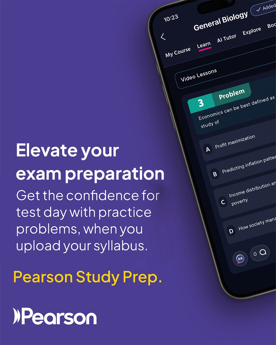 PearsonIN's tweet image. Problem sets tailored to your syllabus - practice regularly, build your speed &amp;amp; skills, and be ready for every exam – powered by Pearson Study Prep.
pearson.com/channels

#Pearson #StudyPrep #ExamReady #LearningMadeEasy