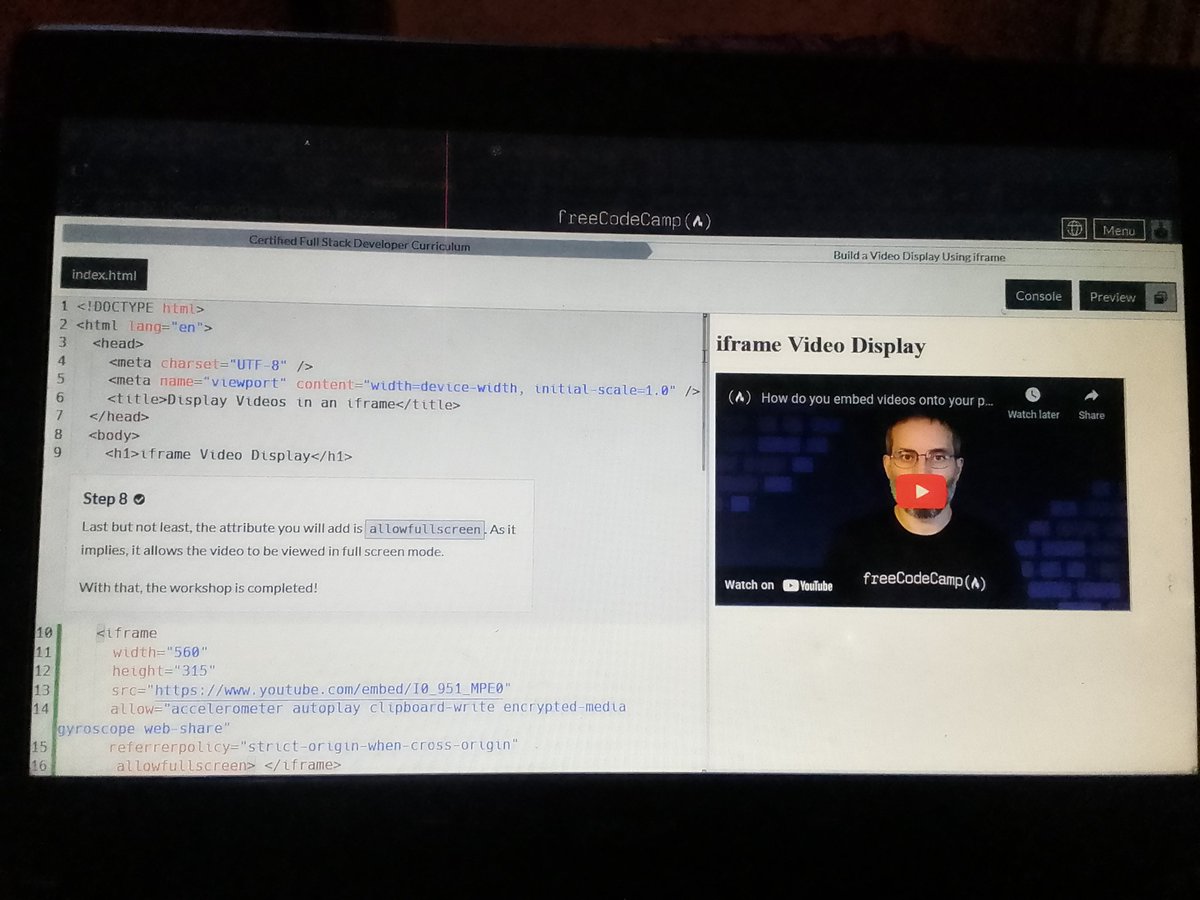 AkanjiAB's tweet image. Day 7 of #100DaysOfCode 
I built a heart icon and an iframe video display.
Everyday consistency builds momentum! 
#WebDevelopment #frontend #freeCodeCamp