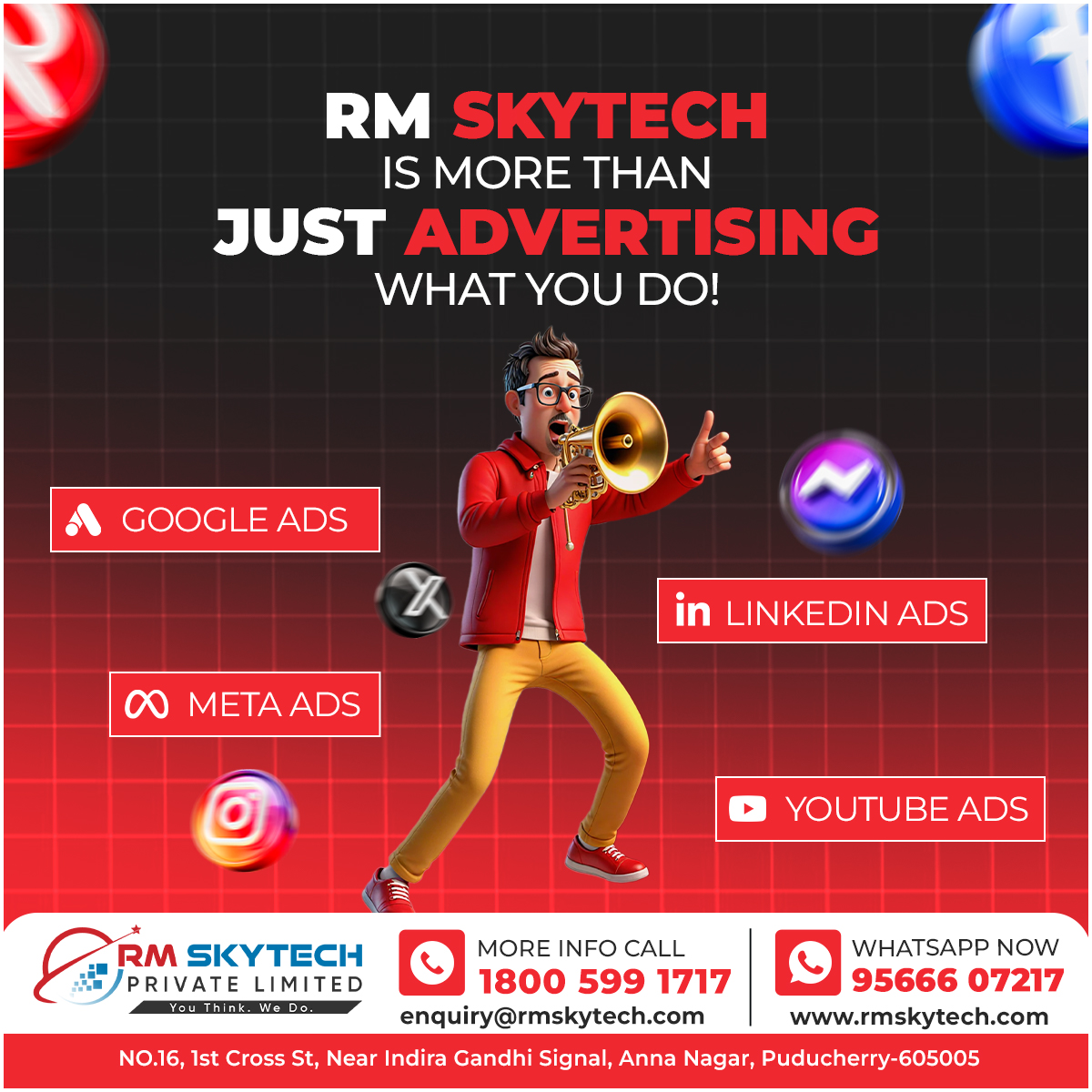 RMSkyTech1's tweet photo. RM Skytech is MORE Than Just Advertising! Expert Google Ads, Meta Ads, LinkedIn & YouTube Ads Management
#PaidAdvertising #GoogleAdsManagement #StrategicMarketing #RMSkytech
#PPCExpert #MetaAdsAgency #DigitalMarketing #PuducherryDigital #OnlineAdvertising #LinkedInAds https://t.co/x5kEFbauT7