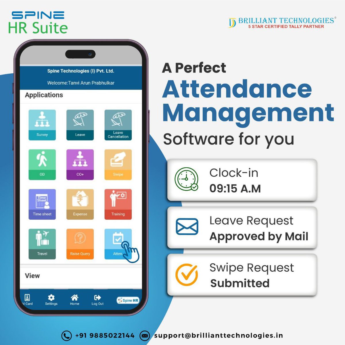 brilliant_tech1's tweet image. Simplify Attendance Tracking with Spine HR Suite! 

📞 Contact Brilliant Technologies, your trusted HRMS solutions partner.
📱 +91 9885022144 | ✉️ support@brillianttechnologies.in
#AttendanceManagement #HRSoftware #SpineHRSuite #BrilliantTechnologies