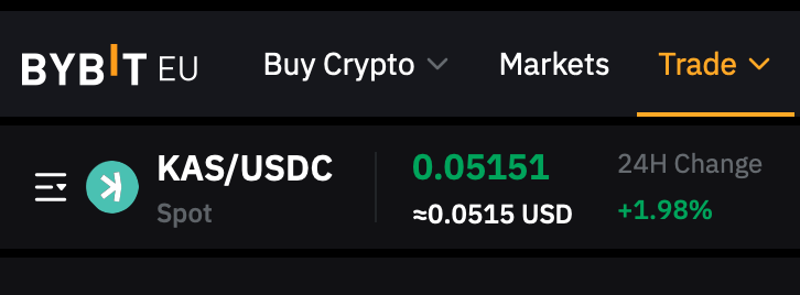 DailyKaspa's tweet photo. The KAS/USDC pair is now available on Bybit EU, giving European traders and investors more options to trade and manage Kaspa with stablecoin pairs. 

This addition further improves market access and liquidity for KAS in the region. https://t.co/jiRUmnVE3X