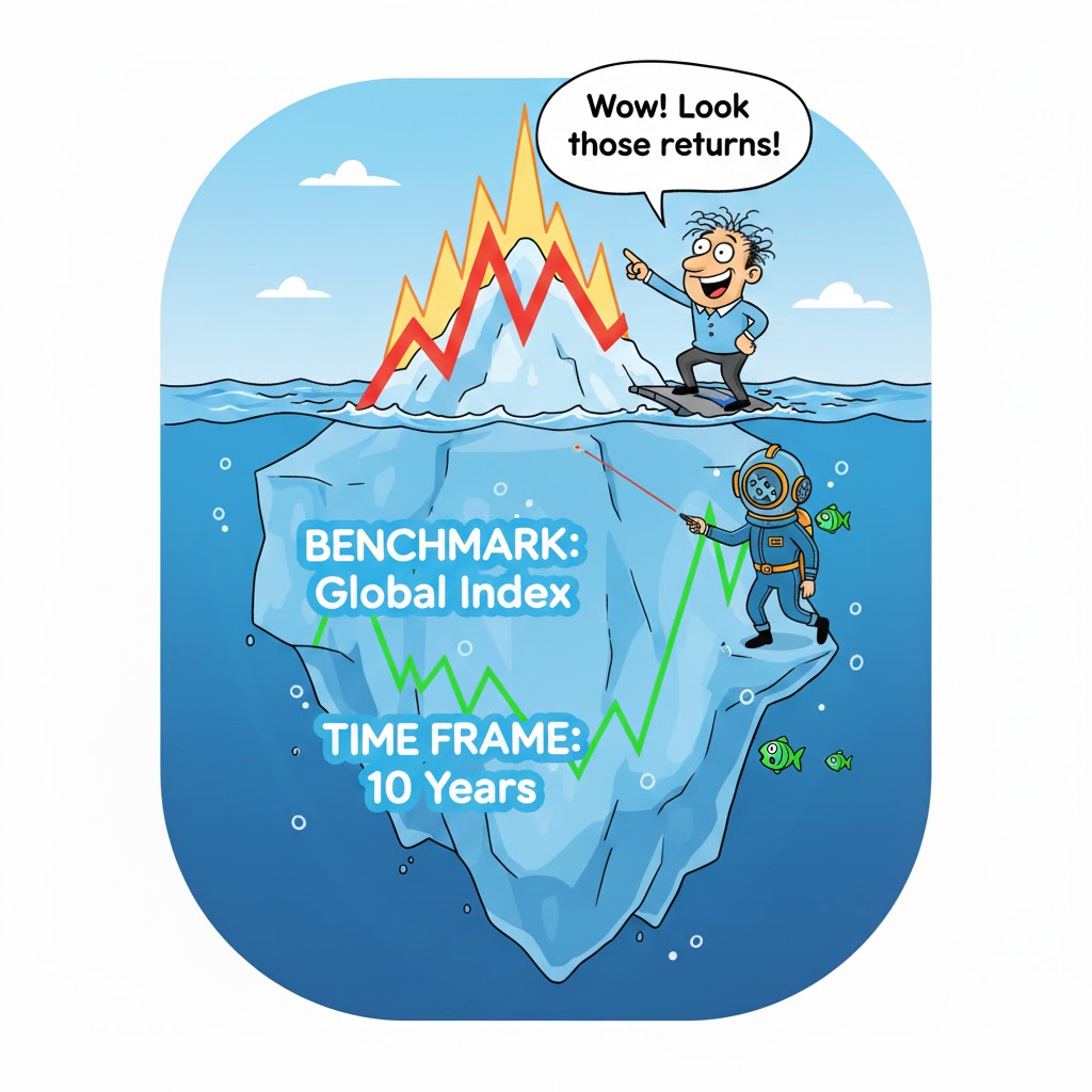Show benchmark &amp; time frames clearly
 Past performance alone can mislead. Always give context, not just numbers. Are your PMS communications crystal clear? 
Try ComplyMitra for a quick content check.
#ComplianceMatters #InvestorAwareness