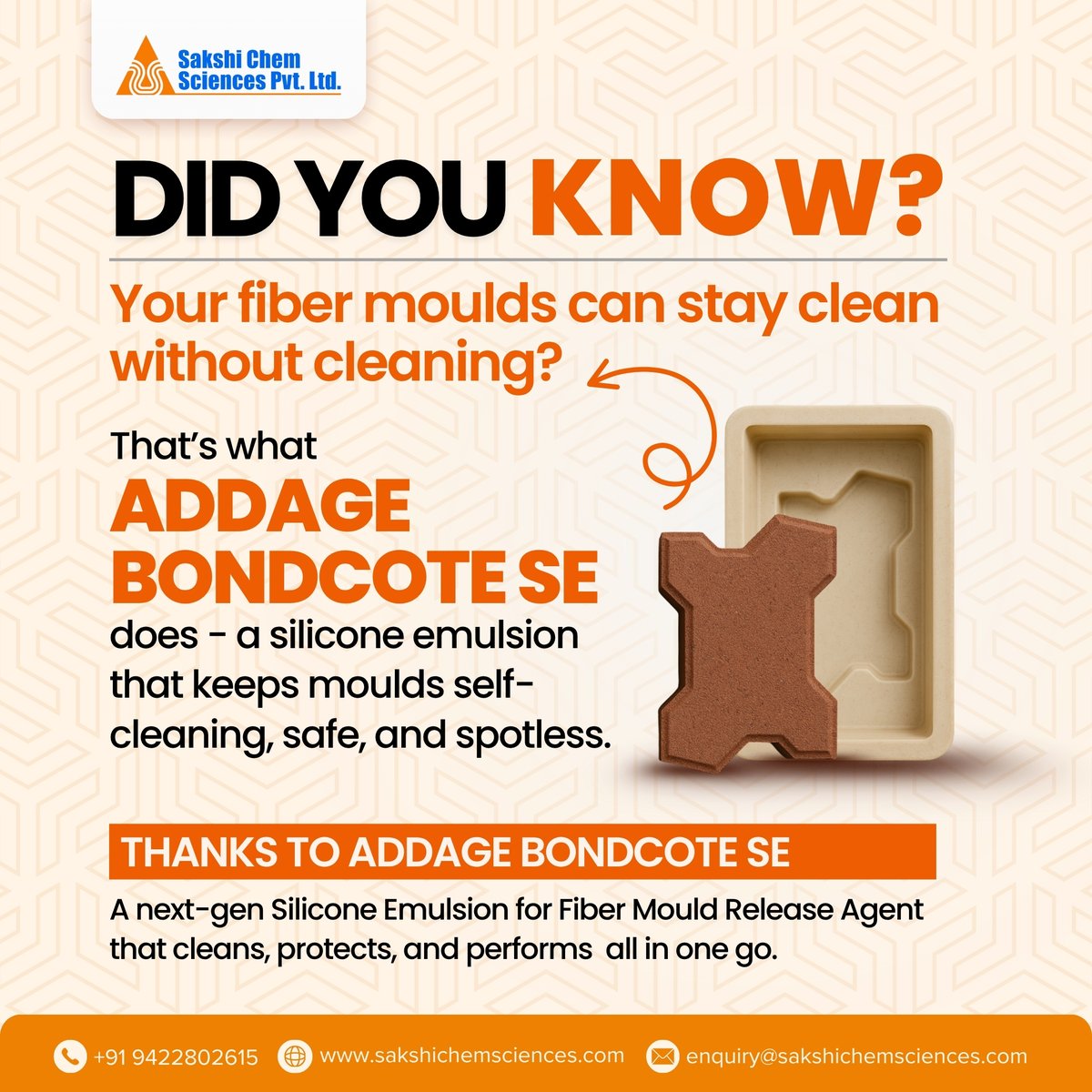 SakshiChemSci's tweet image. Designed for excellence — Addage Bondcote Silicone Emulsion provides superior mould release, durability, and surface finish in every application.
Trusted by professionals. Manufactured by Sakshi Chem Sciences Pvt. Ltd.
#ConstructionSolution #Addage #SiliconeEmulsion #MouldRelease
