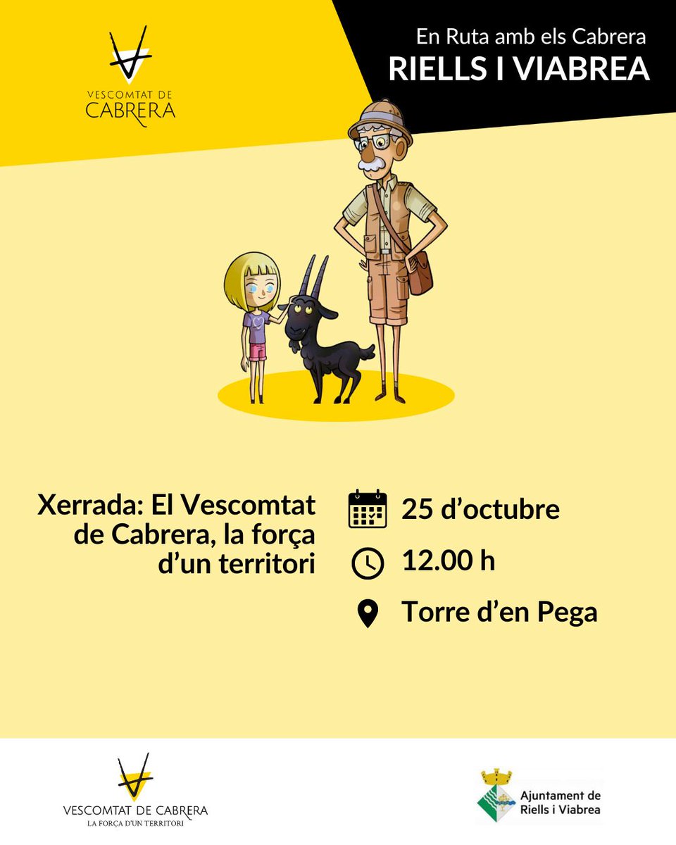 #Bondia‼️
🗣️Us esperem demà a la xerrada "El Vescomtat de Cabrera, la força d'un territori".

📆Dissabte 25 d'octubre
⏰A les 12 h
📍A la Torre d'en Pega