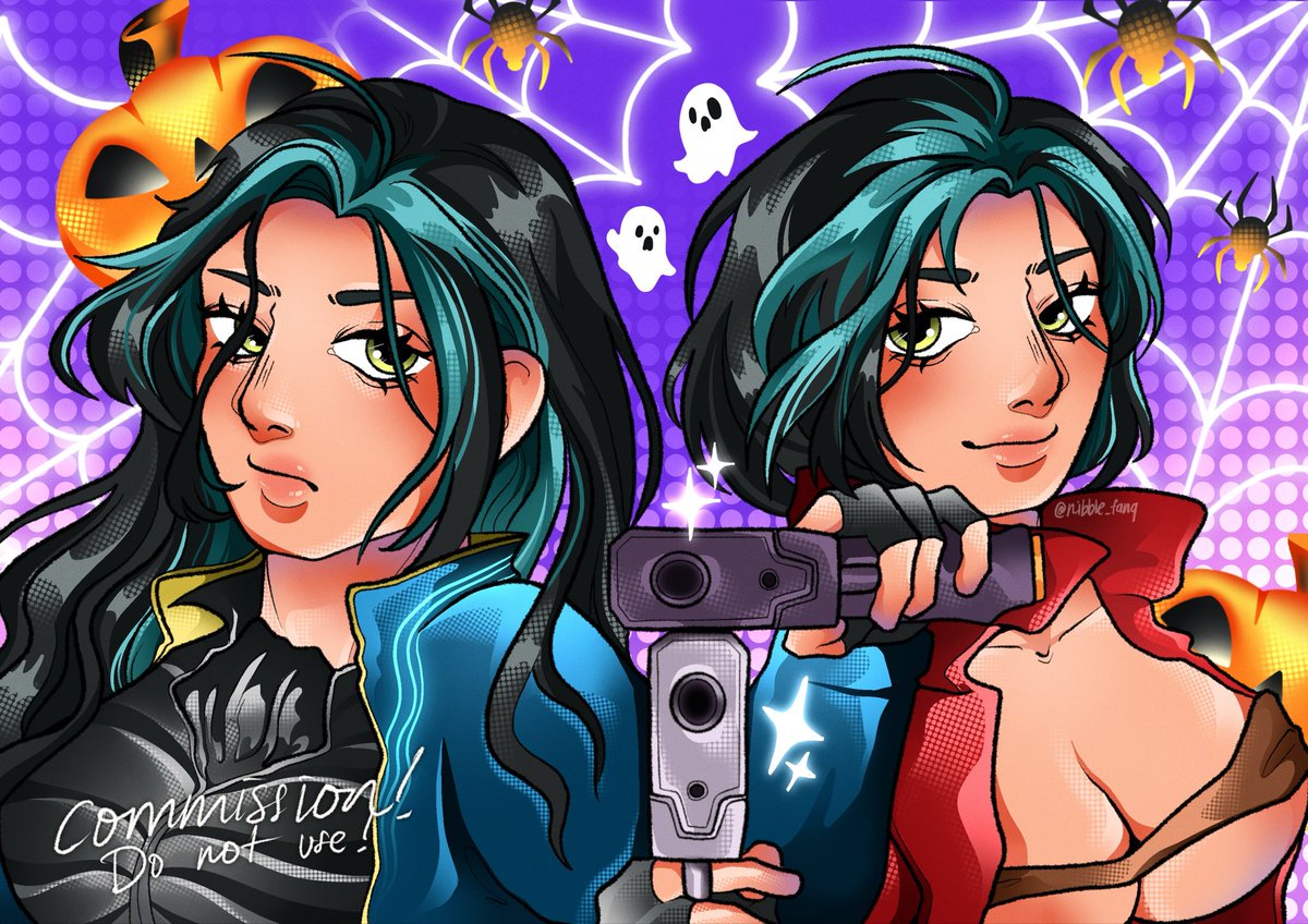 nibble_fang's tweet image. Thank you @aranepurnama for commissioning me!! AAAAHH it’s always so fun to do halloween art! 🖤🎃