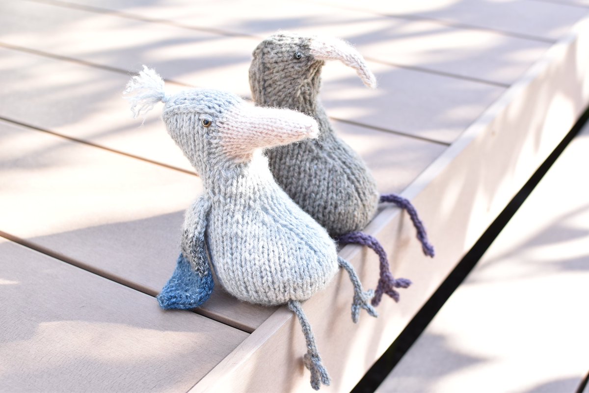 Caprimulginae's tweet image. ずっと大好きで拝見していた本田そるに様(@soruni_h)の編み本が出版され、どうしても作ってみたかったので、10年前に初心者レベルで止まっていた棒針編みを叩き起こし、なんとかキーウィとハシビロコウを編みました。幸せな時間をありがとうございます。次はカツオドリを編みます。