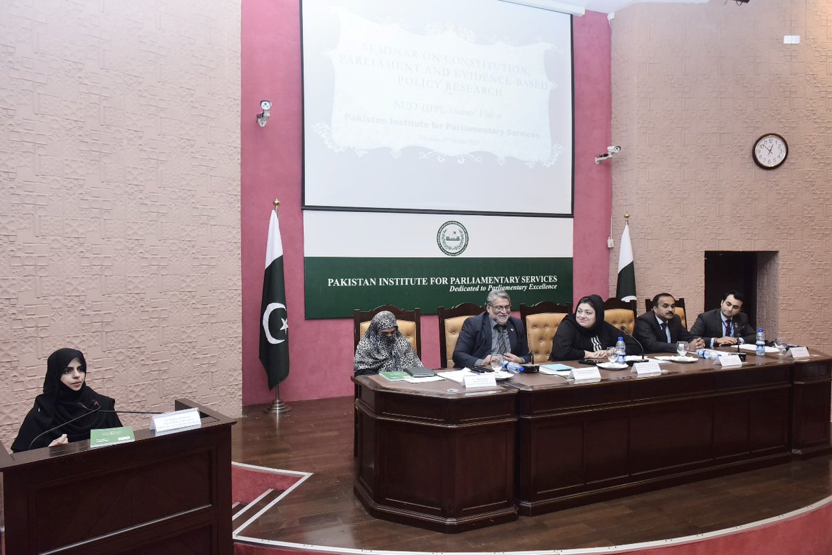 PIPS_GOV's tweet image. On October 23, 2025, the Pakistan Institute for Parliamentary Services (PIPS) organized a day-long seminar on “Constitution, Parliament and Public Policy Research” for the students of BS Public Administration from NUST, Islamabad, under its Parliamentary Studies Initiative.