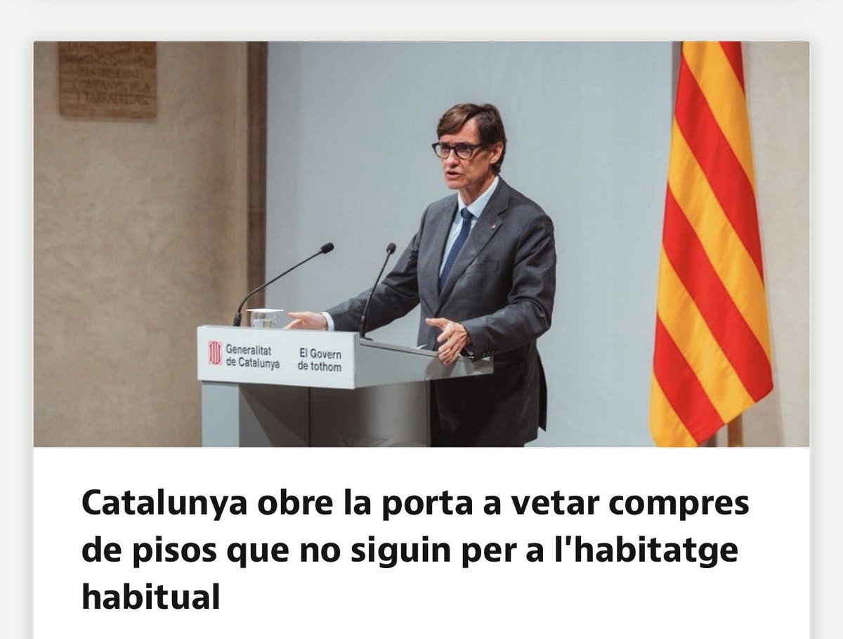 —

La Generalitat de Catalunya estudia prohibir que s’adquireixin habitatges si no es destinen a la residència habitual, en una mesura que busca frenar la compra especulativa. #habitatge #Catalunya

—-

idealista.com/ca/news/?utm_s…