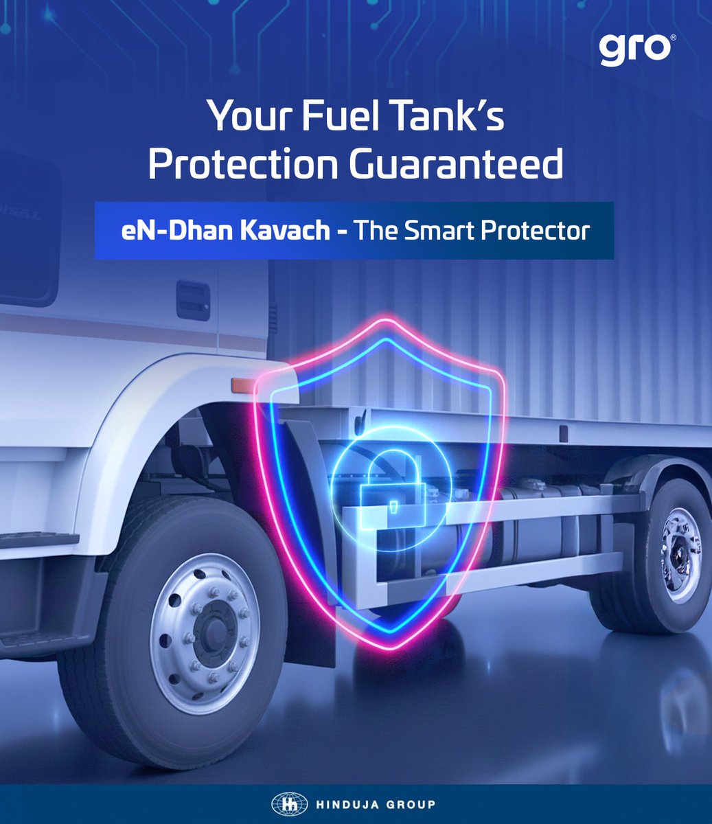 gro_digital_'s tweet photo. Meet eN-Dhan Kavach — the smart protector guarding your fuel 24×7.
No theft. No guesswork. Just peace of mind for every fleet owner.
To know more, visit https://t.co/OvgVXaWDqx or call us at 1800 208 8800
#LetsGro #GroDigitalPlatforms #TruckingIndia #FutureOfTrucking https://t.co/JW17pEyBZ8