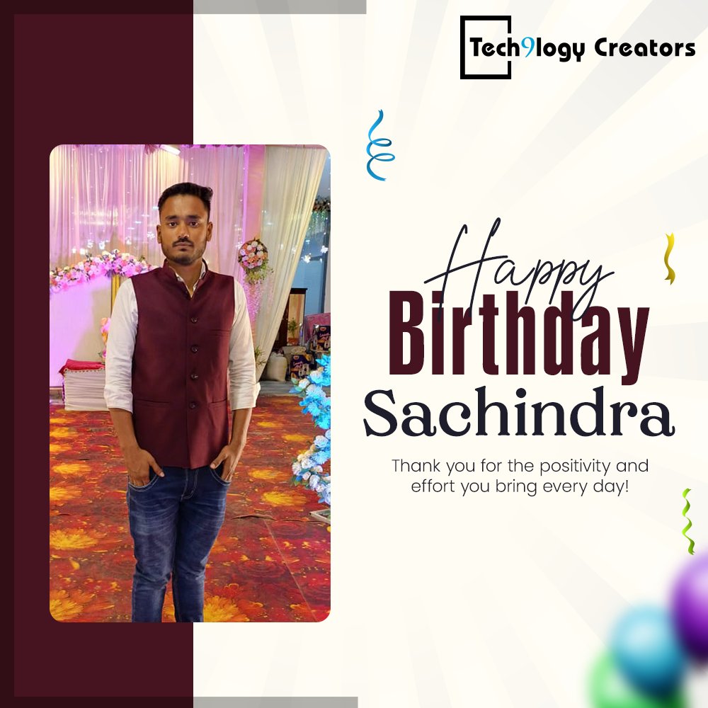 t9lcreators's tweet image. Tech9logy Creators wishes you a very Happy Birthday, Sachindra! 🎉🎂 
May every step lead you closer to success! 🎊✨

#Tech9logyCreators #happybirthday #corporatewishes #birthday #godblessyou #enjoy #party #love #birthdaycake #cake #birthdayparty #gift #happy #celebration