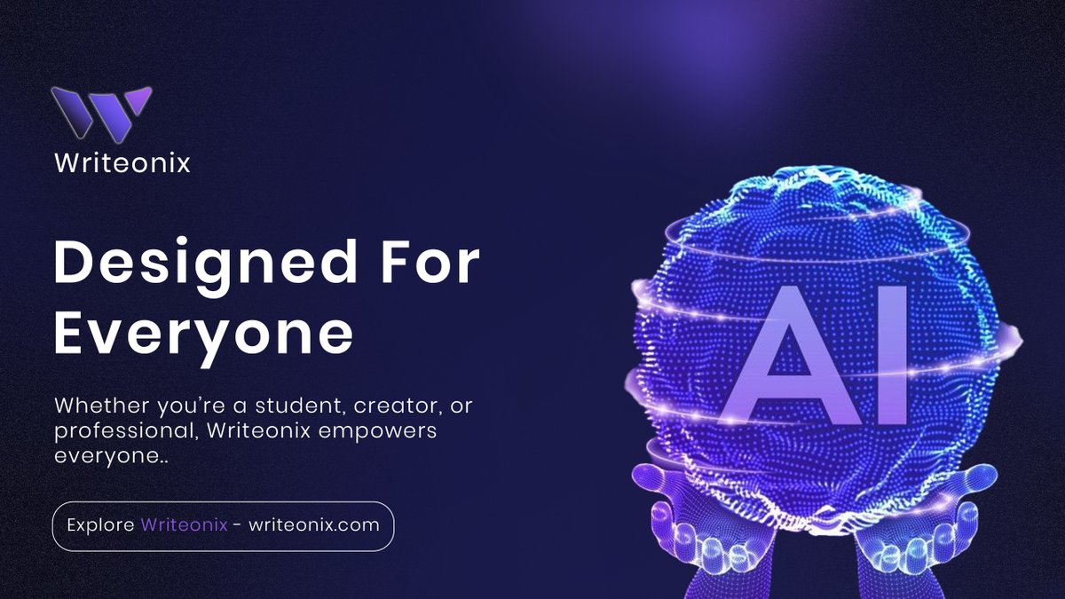 Writeonix's tweet image. Designed For Everyone, Really

In the world full of barriers, freedom of choice and accessability a must. 🔥

Whether you&apos;re a studen, creator or professional, Writeonix empowers everyone!👊🌐

#AI #Creators #GlobalTech #Innovation