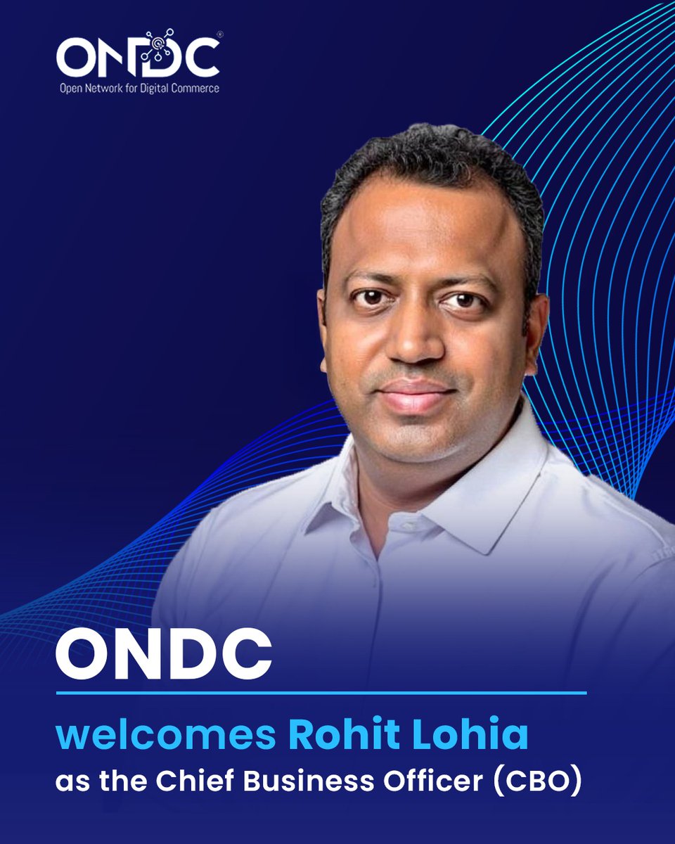 ONDC proudly welcomes Rohit Lohia as Chief Business Officer.
Rohit brings with him a wealth of experience in building and scaling new-age digital businesses.

As Vibhor Jain, Acting CEO and COO (ONDC) shared:

“Rohit brings valuable experience in building and scaling new-age