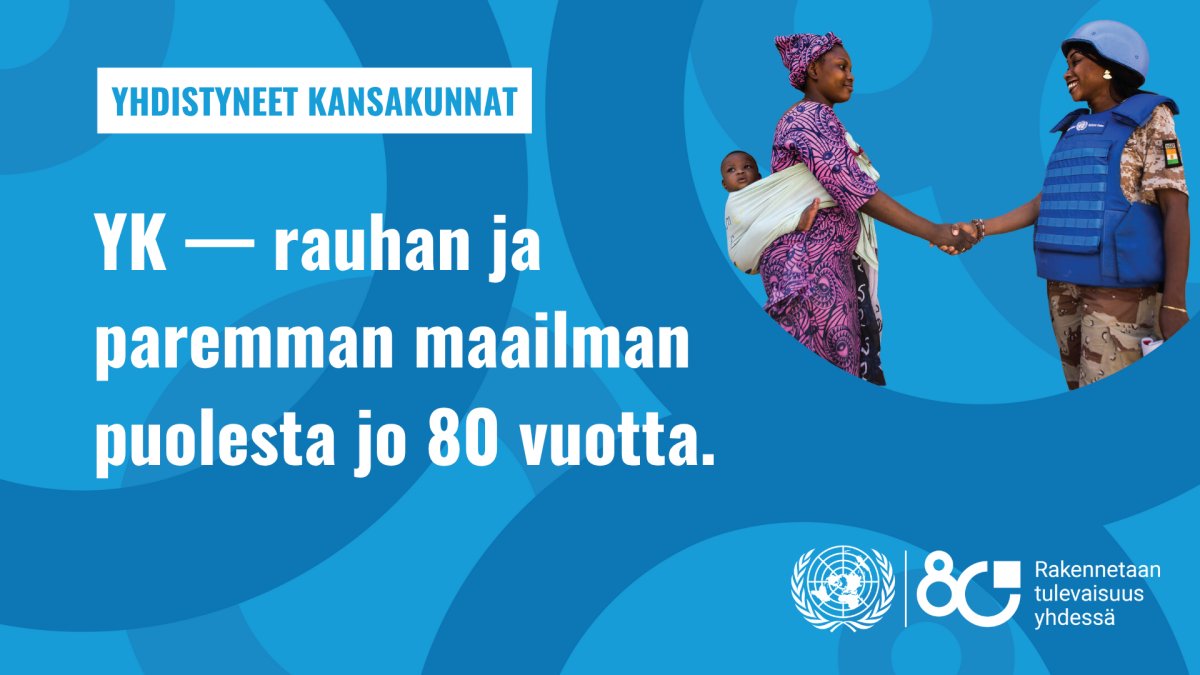 80 vuotta sitten YK:n peruskirja astui voimaan. Sen tavoitteet ovat yhä ajankohtaisia: ihmisoikeudet, oikeudenmukaisuus ja turvallisuus – ilman sodan ja väkivallan uhkaa. Onnea YK:n juhlavuoden kunniaksi ja yhteiselle sitoutumisellemme planeettamme kestävään tulevaisuuteen!