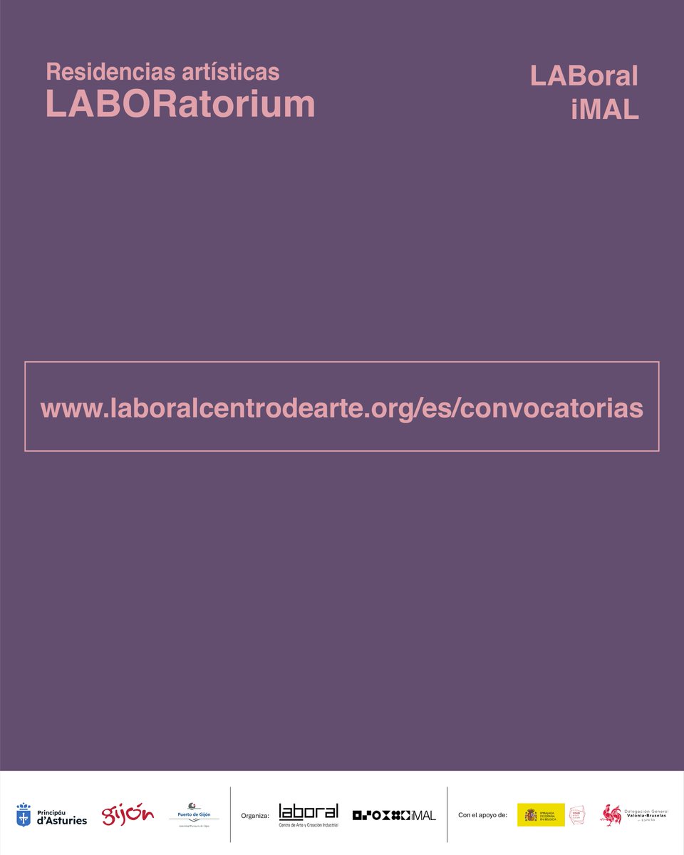 📢 Abierta la convocatoria #LABORatorium: residencia junto a iMAL dirigida a un dúo hispano-belga que explore los vínculos entre trabajo y mundo digital. 

💶 4.000 € por artista + hasta 3.000 € investigación
📅Plazo 1ª fase: 21.11.25

🔗laboralcentrodearte.org/convocatorias