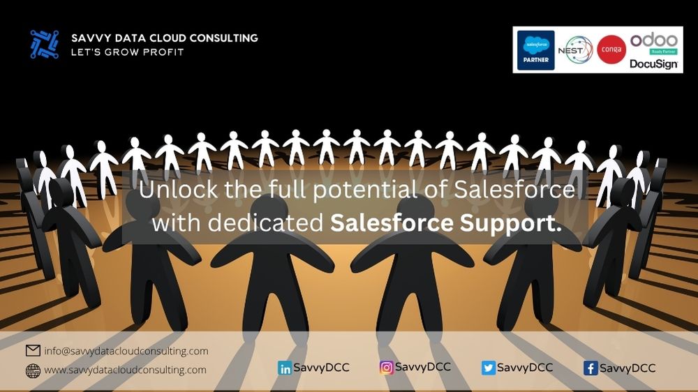 SavvyDCC's tweet image. Unlock the full potential of Salesforce with dedicated Salesforce Support.
#SavvyDataCloudConsulting #Salesforce #SalesforceExperts #SalesforcePartner #SalesforceUAE #CRM #SalesforceConsulting #SalesforceSolutions #SalesforceImplementation