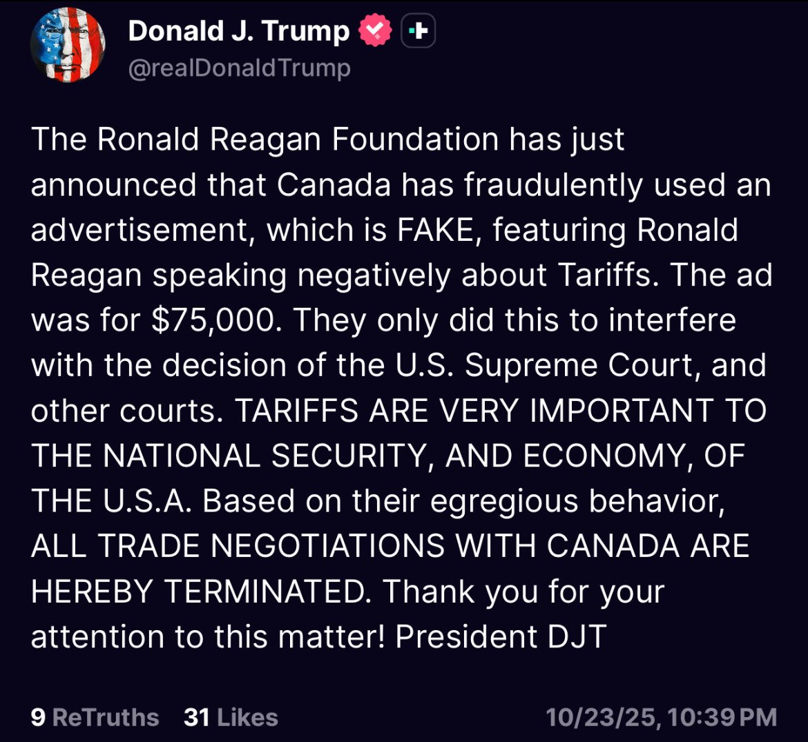 Temper tantrum because Regan > Trump ?