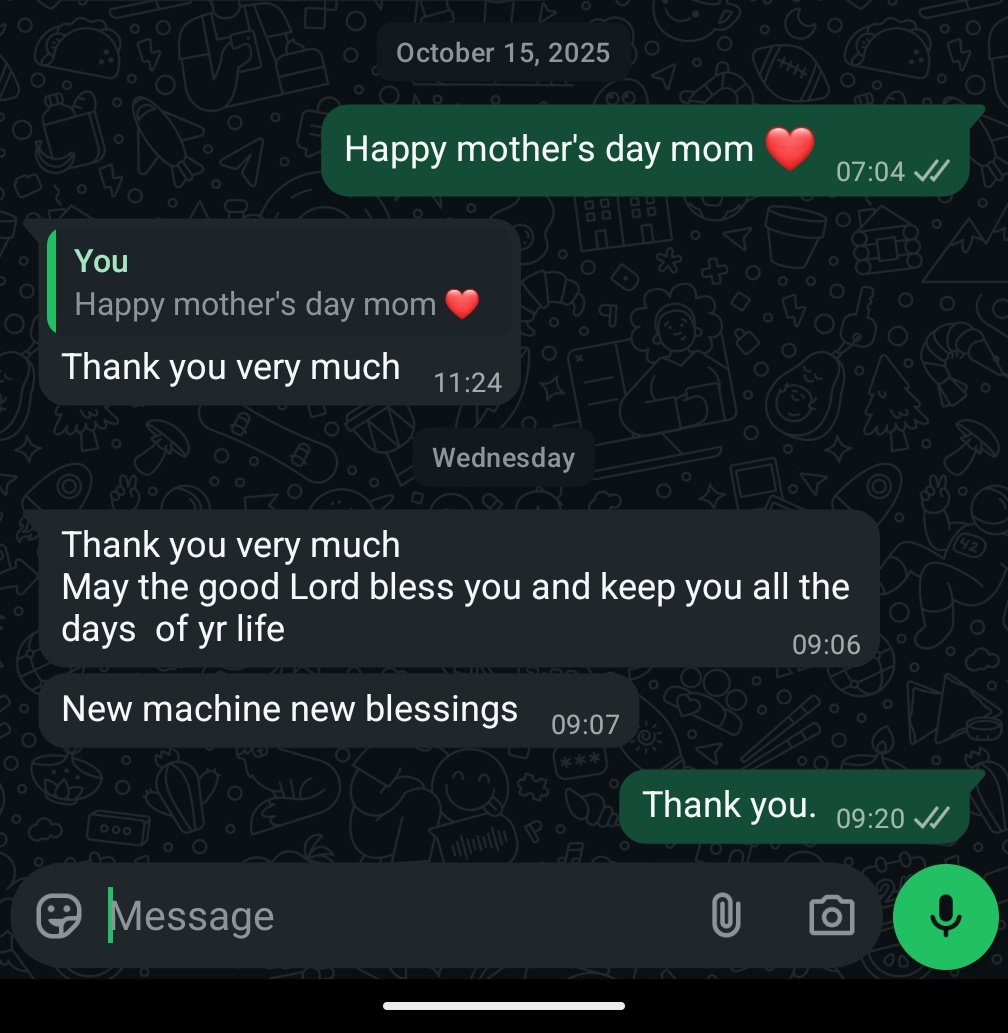 My mom too, these blessings ndiamene akutipititsa kutsogolo m'moyomu.