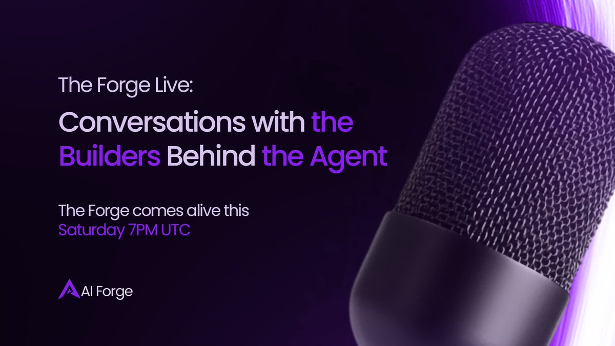 Aif0rgeon0g's tweet image. The wait’s almost over The Forge Live happens tomorrow 🔥
Real Forgers. Real agents. Real conversations.
We’re bringing the builders behind AiForge together to talk about what’s being created, what’s next, and how you can be part of it.
🗓️ Saturday | 7PM UTC
Don’t just watch…